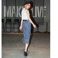 Load image into Gallery viewer, [Kokaisha---Hikimai Series] ★Denim skirt★ 2color bottoms with belt and slit black blue
