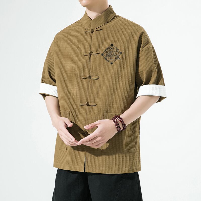 [Small Troubles Series]★China Style Shirt★ Tops 6color Unisex Men's Large Size Improved Tang Suit