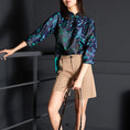 Load image into Gallery viewer, [Furo FRONT Series] ★Chinese style tops★ Shirt Original Floral pattern tops Improves temperament Blue Blue SML
