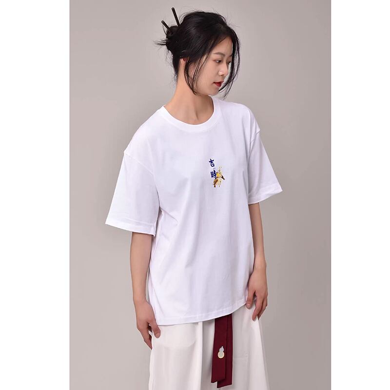 [Mumuki Series]★China style T-shirt or shorts★Short sleeve T-shirt Letter pattern 3color Unisex Men's Large size