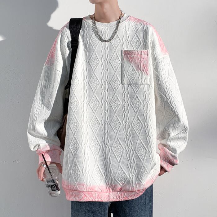 [V37 Series] ★Tops★ 2color long sleeve tops unisex men's large size blue pink casual