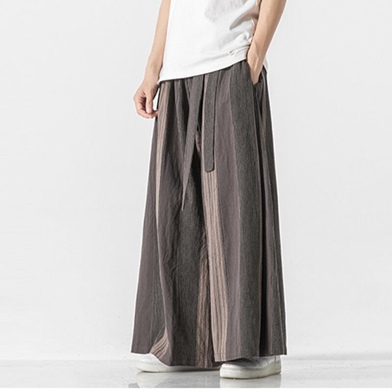 [Shu Han Ink Series]★China style pants★ 3color gaucho pants, vertical stripes, unisex, men's, loose, large size