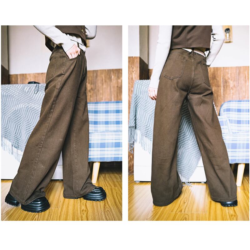 [Kokaisha---Jiku Brownma Series] ★Denim pants with belt★ Brushed lining, thick bottoms, pants, cotton, easy to match