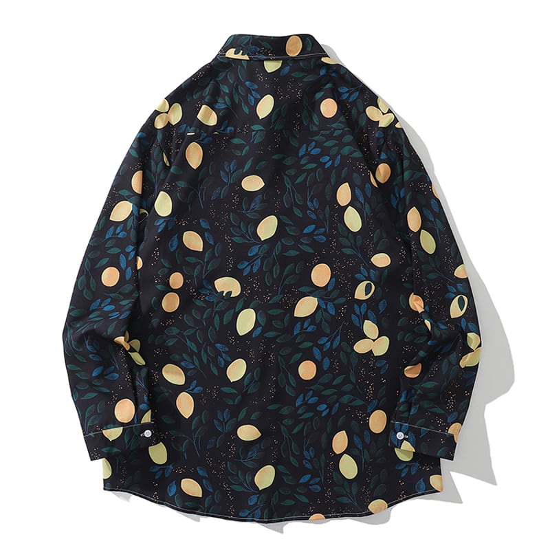 [TRAVEL ISSUANCE Series] ★Long Sleeve Shirt★ Floral Shirt Tops Print Black Blue Yellow Leaves ML XL 2XL Unisex Men's