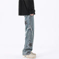 Load image into Gallery viewer, [TUNXI series] ★Denim pants★ 2color bottoms, unisex, men's, star, casual, slimming, large size
