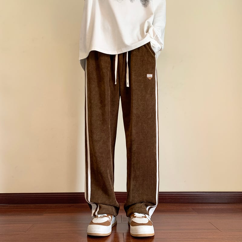 [NANSHI Series] ★Casual Pants★ 3color Bottoms Pants Unisex Men's Vertical Stripes Black Beige Coffee Color