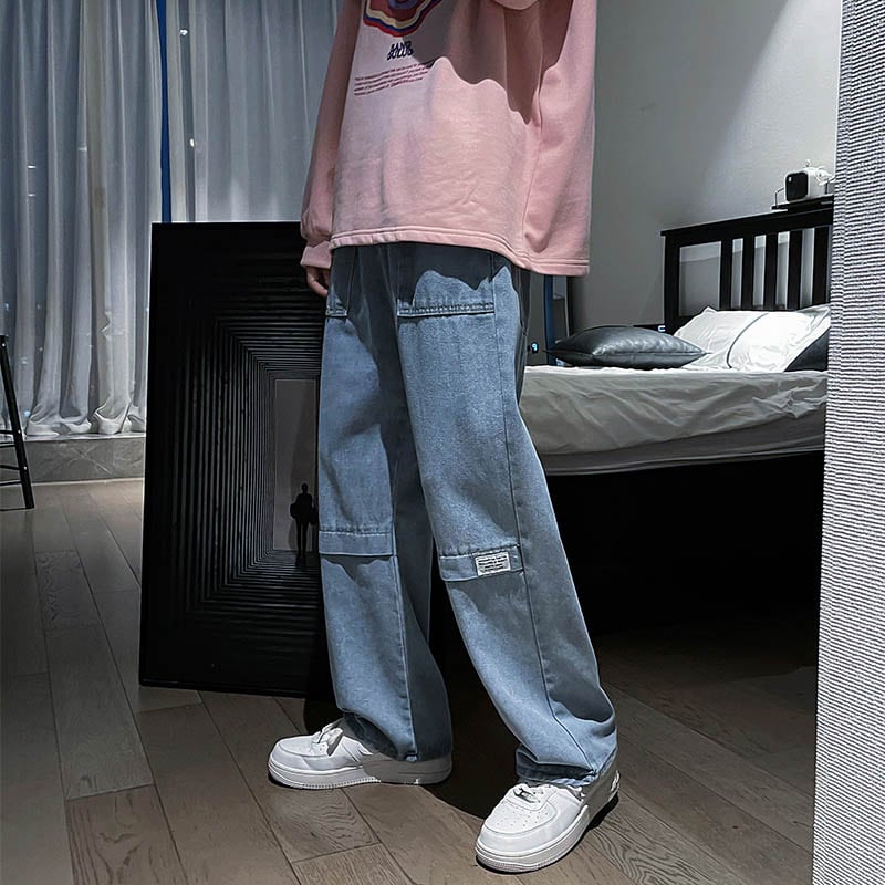 [Minatojima Impression Series] ★Denim Pants★ 2color Gray or Blue Unisex Fashion Super Cheap Casual Easy to Match