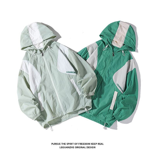 [BIGEMAN Series]★Jacket★ Outerwear 2color Thin Sun Protection Summer Clothes Unisex Men's Large Size Green Green