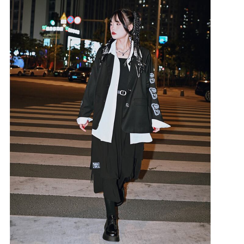 [Kokaisha --- Butterfly Effect Series] ★Blazer★ Outerwear SML Spring Clothes Easy to match Black Black Unique