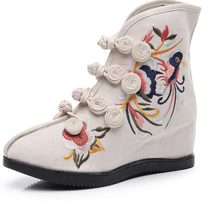 Women's Boots Tang Suit Hanfu Shoes Chinese Shoes 4 Colors Selection Size 34-41 Heel 5cm Black Red Beige Pink