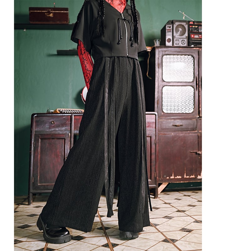 [Kokaisha --- Inkaku series]★China style pants★Bottoms Gaucho pants Original Black Black SML XL