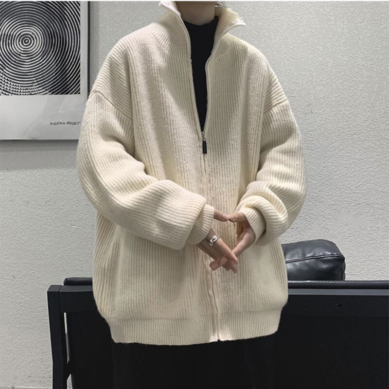 [Emeisa Series]★Sweater★ 4color Knit Tops Outerwear Cardigan Unisex Men's Solid Color Easy to Match