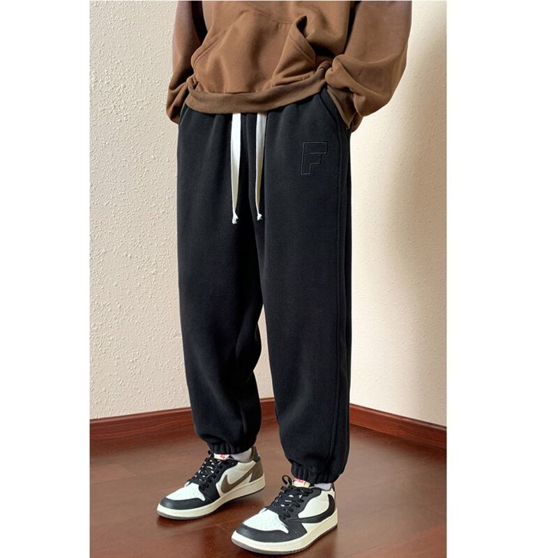 [Sajuri Series]★Pants★ 2color Casual Pants Bottoms Fleece Lining Unisex Men's Large Size Gray Black