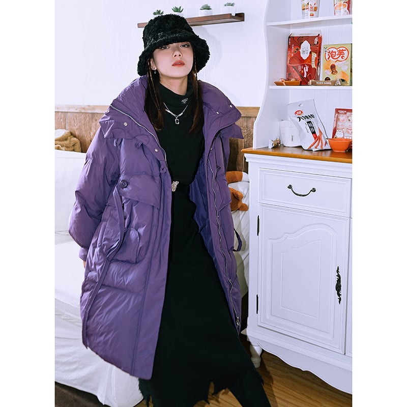 [Kokaisha --- Fine Rakuten Series] ★Down Coat★ 2color 90% Down Winter Coat Warm Purple Black