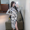 Load image into Gallery viewer, [Kakuya Series] ★China style dress★ Improved cheongsam dress velvet butterfly slit sexy
