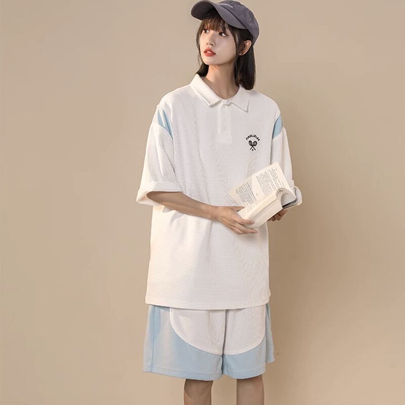 [Fujiman Series]★Setup★ 2color POLO shirt + shorts 2-piece set Top and bottom set Color scheme Youth Casual