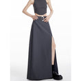 Load image into Gallery viewer, [EDX Series]★Skirt with belt★ 2color bottoms long skirt black gray high-looking slit fashionable
