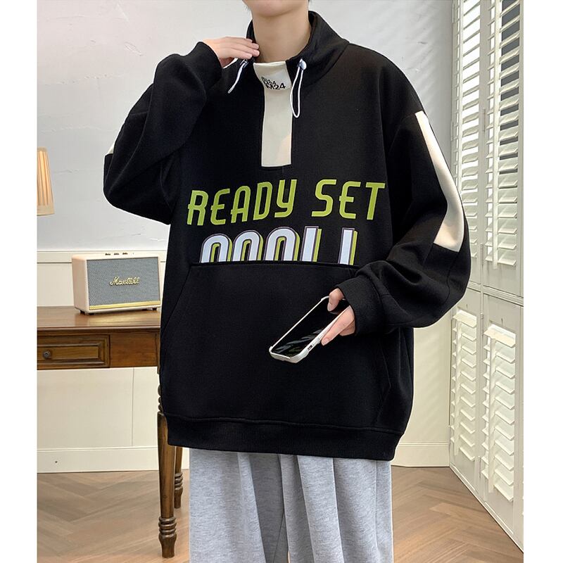 [ZUOFEILI series] ★Tops★ 4color sweatshirt unisex men's large size stand neck