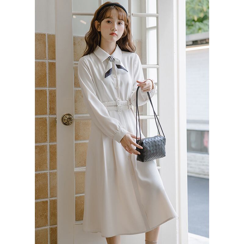 [Minami no Mori Series] ★One Piece★ Ladies Simple Office Lady Commuting Date POLO Neck Ribbon S M L XL