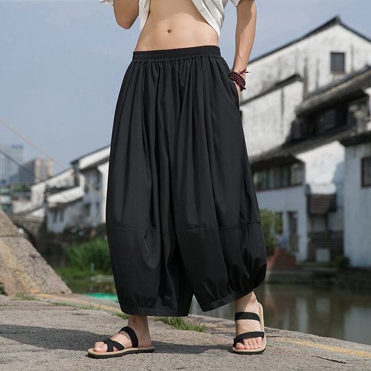 [JINTANG Series]★China style trousers★Bottoms Casual Pants Men's Large Size Loose Black