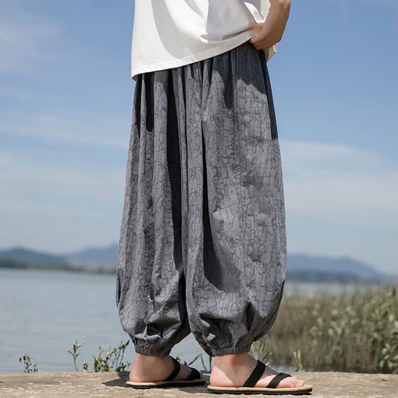 [YISHUO Series] ★Pants★ 3color Tops Unisex Men's Large Size Nine-quarter length Black Green Gray