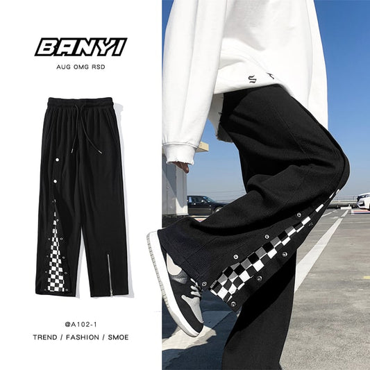 [GUYAN Series] ★Casual Pants★ 2color Bottoms Unisex Men's Plaid Pattern Black Gray