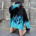 Load image into Gallery viewer, [Miyakoya Series] ★Sweater★ Tops Flame pattern knit tops Color scheme Unisex Men's Loose black blue
