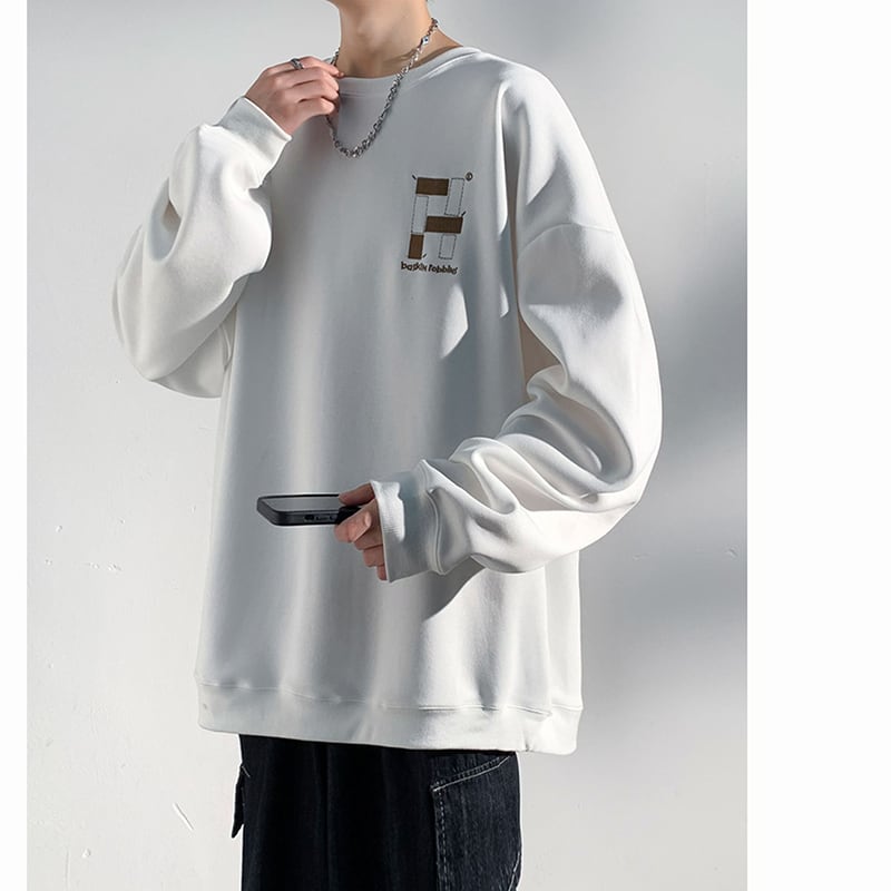 [DLBF Series] ★Tops★ 2color long sleeve tops Unisex Men's Casual Easy to match Black White