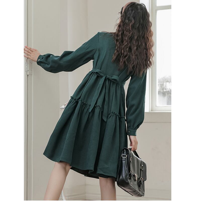 [Ali Series] ★One Piece★ Women's Shirt Dress Green Commuting Date Cute SML XL