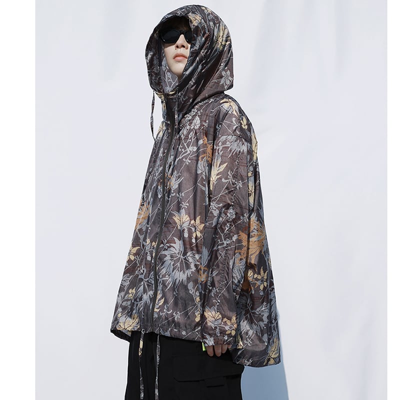 [SIN87 Series] ★UV protection★ UPF50+ Floral pattern Sun protection Cooling protection Thin outerwear Loose Fashion Unisex Men's