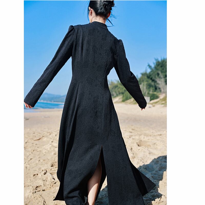 [Da Qinglong Shu Series] ★Chinese style dress★ Chinese clothing original black black slimming slit sexy