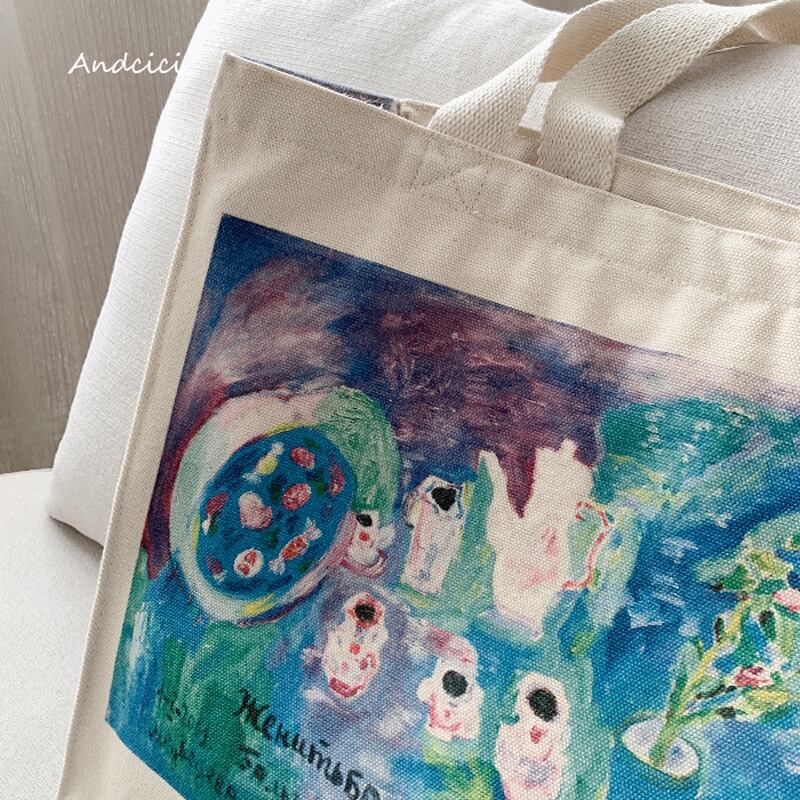 [Andcici Series] ★Bag★ Large capacity oil painting style campus bag for commuting to work, school, dating, literary style, commuting, dating