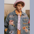 Load image into Gallery viewer, [Satoru Series]★Jacket★ Denim jacket outerwear unisex men's floral pattern butterfly alphabet fashion
