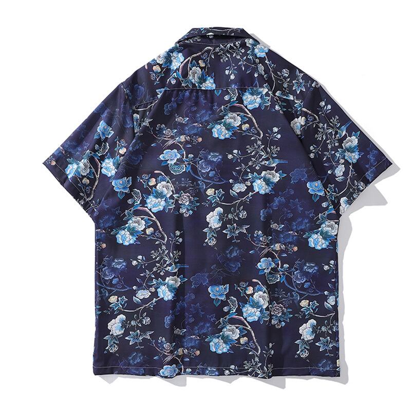 [TRAVEL ISSUANCE Series] ★Short Sleeve Shirt★ Aloha Shirt Okinawa Hawaii Tops Floral Shirt Unisex Men's Blue