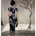 Load image into Gallery viewer, [NANA Series] ★China-style dress★ Improved cheongsam dress, sexy, floral pattern, slit, short sleeves, slimming fit
