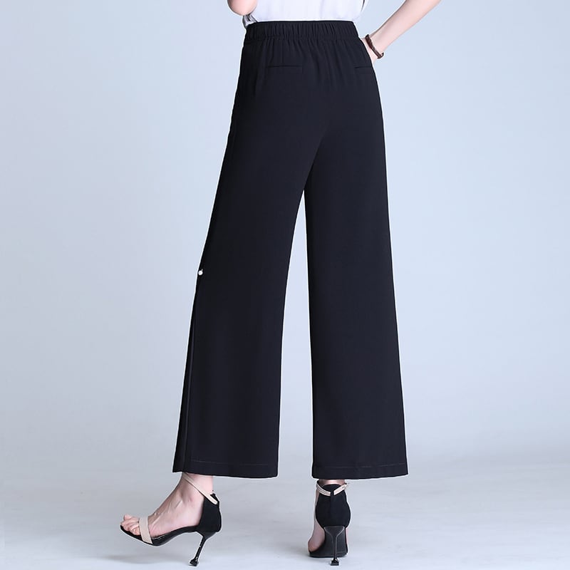 [Aooka Series] ★ Gaucho pants ★ Chiffon slit chiffon high waist slimming large size