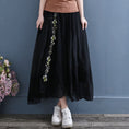 Load image into Gallery viewer, [Qing series]★China style skirt★ 3color bottoms cotton linen embroidery A-line black blue white
