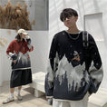 Load image into Gallery viewer, [CHAOPANG Series]★Sweater★ Tops 2color Unisex Men's Snow Mountain Christmas Black Red Black Red
