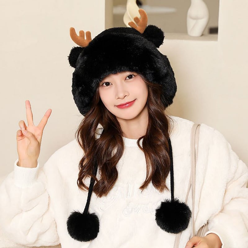 [YISHAN Series] ★ Hat ★ 6 colors selectable Cap Fluffy Deer antler Christmas New Year Thick Warm Cute