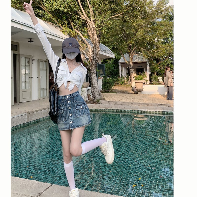 [CHUNUO Series] ★Denim Skirt★ 2color Bottoms Fashion Mini Length Skirt Sexy Cute