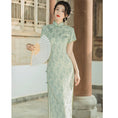 Load image into Gallery viewer, [Queen Series] ★China-style dress★ Improved cheongsam dress Improves temperament Short sleeves Green Green S M L XL
