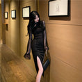 Load image into Gallery viewer, [Sexy Series] ★Long Chinese Dress★ Dress Slit Chinese Clothes Reunion Long Sleeve SML Sexy Black Black Switch
