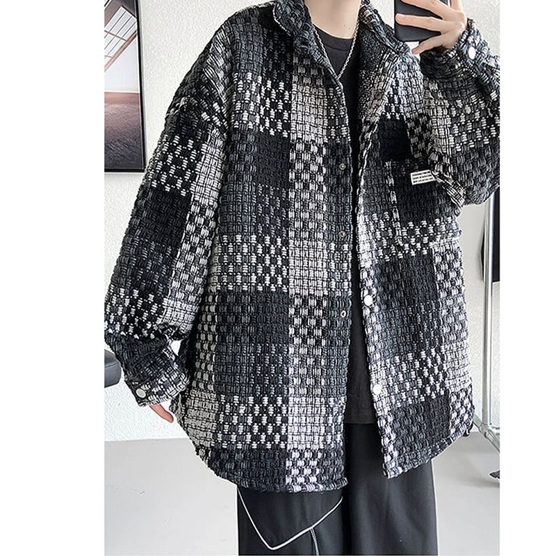 [PPG series] ★Jacket★ 2color outer plaid pattern unisex men's large size