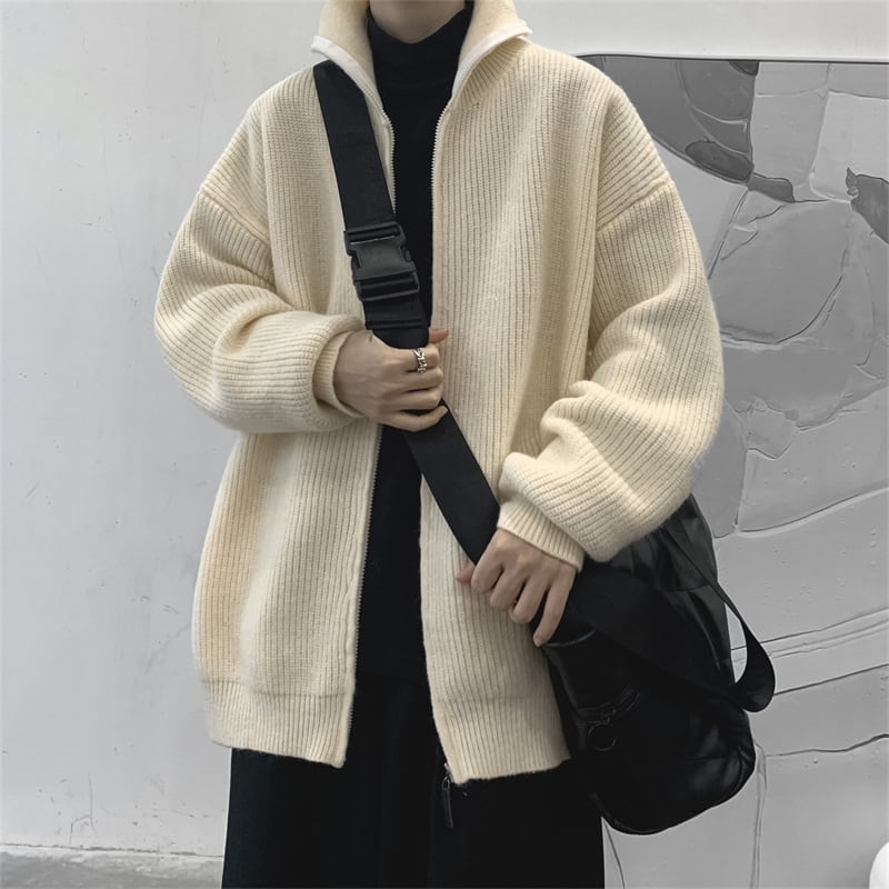 [Emeisa Series]★Sweater★ 4color Knit Tops Outerwear Cardigan Unisex Men's Solid Color Easy to Match