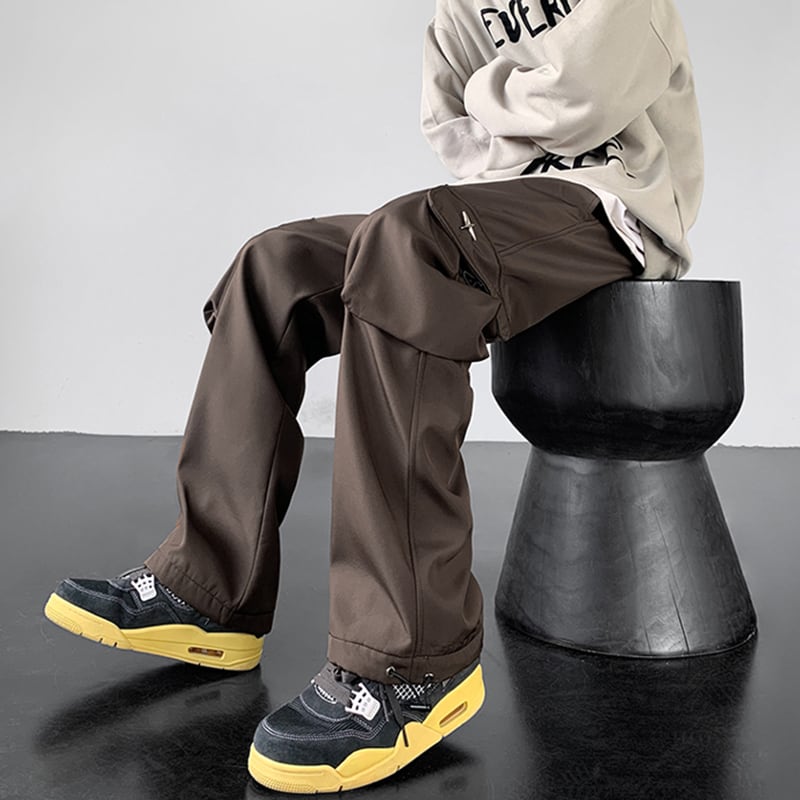 [V37 Series]★Casual pants★ 2color brushed lining pants bottoms unisex men's black coffee color