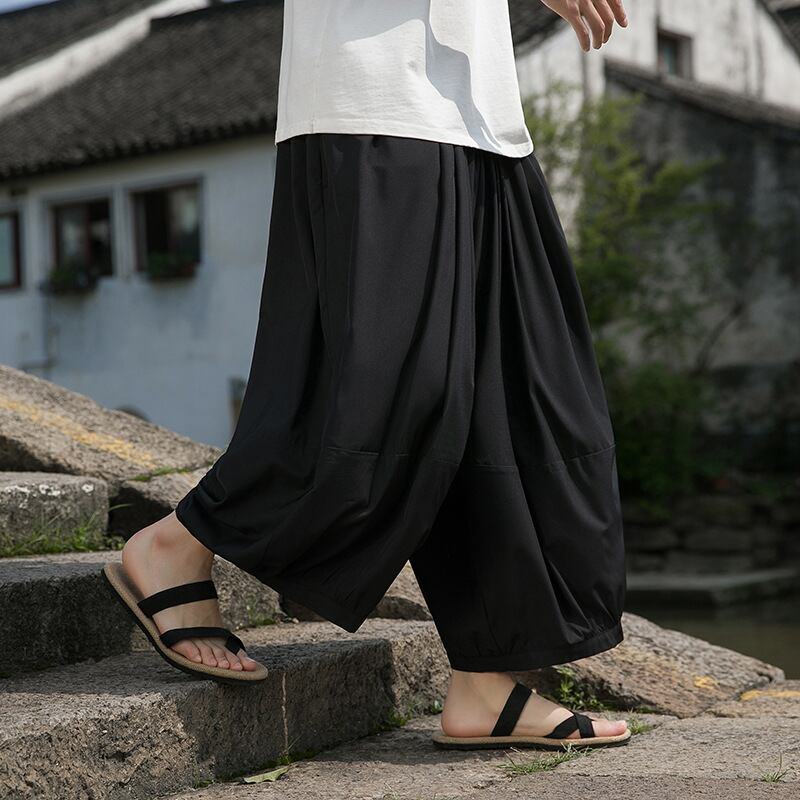 [JINTANG Series]★China style trousers★Bottoms Casual Pants Men's Large Size Loose Black