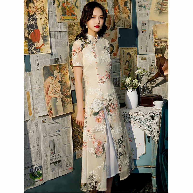 [RUYUN Series]★Cheongsam dress★ Long dress Slit Ao dai Wedding Party Improve your temperament