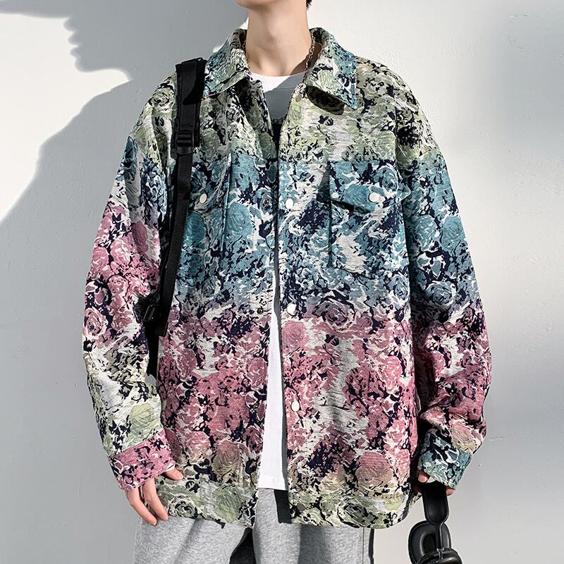 [KCSJ Series] ★Jacket★ Outer tie-dyed ink pattern unisex men's large size casual