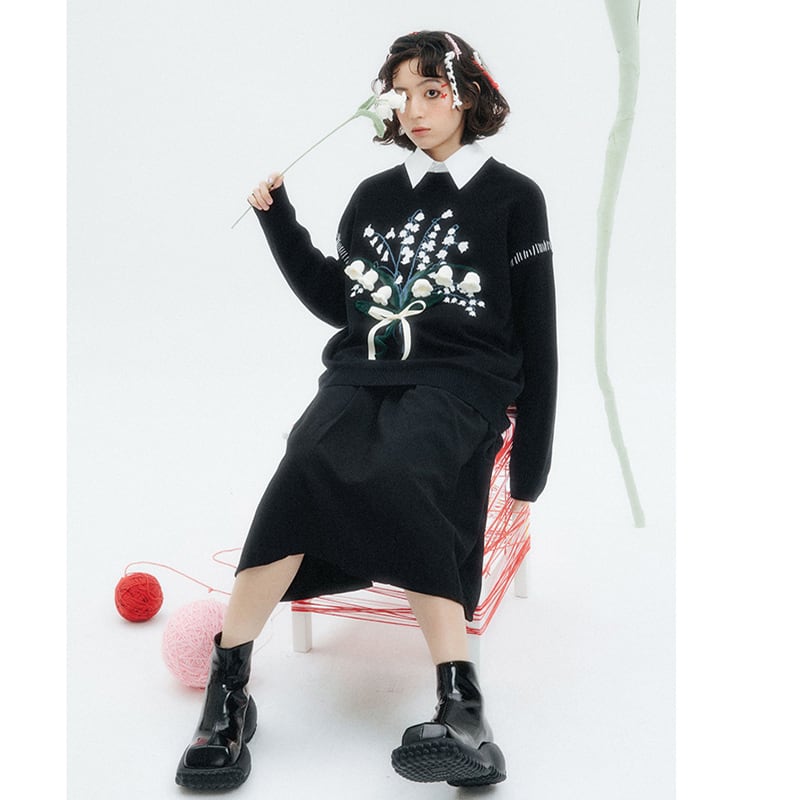 [Yangji Great Dream Series]★China style sweater★ Tops Lily of the Valley, Suzuran Design Original Cute