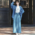 Load image into Gallery viewer, [MINZU Series]★Chinese style setup★ 3-piece set Camisole + Happi coat + Trousers Chinese clothes Blue Blue
